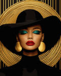 Oh Art! Set pictura pe numere, cu sasiu, Portret elegant - vopsea aurie, 40x50 cm (JX1335)