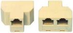 Well Adaptor retea triplex, RJ45 mama - 2 x RJ45 mama, set 12 blistere, Well (TEL-0036-8/8-BW)