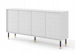 Homlando Komód Sherwood, 180cm, 4D, fehér matt, mart frontok, fém lábak (5903769742844)