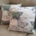  Díszpárna 45 x 45 cm türkiz pillangó (diszpa03)