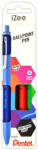 Pentel Golyóstoll nyomógombos 0, 35mm, Pentel iZee 4 db-os kék, piros, fekete, zöld (BX467-4) - polusirodaszer