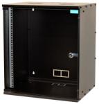 Spacer szekrény 19″ távtartó 12U, falra rögzíthető, bontott, üvegajtó zárral, acél 1, 5mm, maximális teherbírás 100Kg, fekete (SPCW-12U-BK)