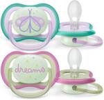 Philips Set 2 Suzete Philips-Avent Ultra Air NightTime 18 Luni Capac Fosforescent Fara BPA (SCF376/32)