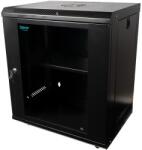 Spacer Kabinfülke 19″ SPACER 12U 500x400mm, falra rögzíthető, Flatpack (nem összeszerelve), fekete, kivehető panelek, 1mm acél, maximális teherbírás 25kg (SPCW-12U-400-BK-02)