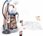 Smoby Set cărucior de curățenie și fier de călcat cu aburi manual cu șablon Rowenta Trolley Vacuum Cleaner Smoby și aspirator electronic (SM330325-9)