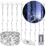 SPRINGOS Светеща гирлянда за завеси 300 LED, 3x3m, за вътрешна употреба, USB захранване, бяла (CL4023)