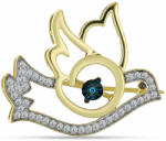  Arannyal Bevont Ezüst Bross Kék Gyémánttal és Fehér Topázzal, Y58902