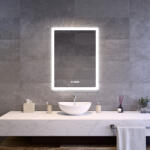 Welland Luxury-Line Bravo LED tükör - fényerő + színhőfok állítás + páramentesítő + óra - 60 x 80 cm