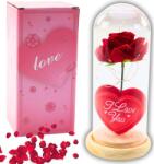 Lean Örök Rózsa Kupolában LED Világítással Piros Szívvel 18, 5x8cm 21302 (21302) (21302)