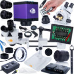 Rosfix trinokuláris sztereó mikroszkóp portálállványon Jupiter Pro MSJP-T-SDMS1 + 8 kijelző + 56xLED megvilágító + kijelzőtartó + Tucana PRO kamera