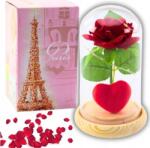 Lean Örök Rózsa Kupolában LED Világítással Piros Szívvel 14x8cm 21300 (21300) (21300)