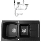 NERO Master Gránit Mosogató + dugóemelő - Fekete2