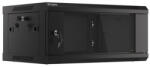 Lanberg 19" fali rack szekrény 4U/600X450 üvegajtó, lapraszerelt, fekete V2 (WF01-6404-10B)