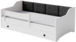  Pat pentru copii ERYK cu sertar și barieră 160x80 panou negru