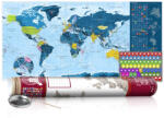  KAPARÓS TÉRKÉP - BLUE MAP kaparós világtérkép - Lekaparható világtérkép 100 x 50 cm angol nyelvű - bordó hengerben