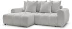 Bobochic Paris Világosszürke buklé kinyitható-tárolóhelyes sarokkanapé (bal oldali-heverő résszel) Roxelane - Bobochic Paris