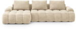 Cosmopolitan Design Bézs bársony kinyitható-tárolóhelyes sarokkanapé (bal oldali-heverő résszel) Linz - Cosmopolitan Design