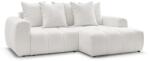 Bobochic Paris Fehér buklé kinyitható-tárolóhelyes sarokkanapé (jobb oldali-heverő résszel) Roxelane - Bobochic Paris