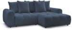 Bobochic Paris Kék zsenília kinyitható-tárolóhelyes sarokkanapé (jobb oldali-heverő résszel) Roxelane - Bobochic Paris