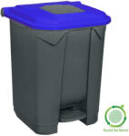 PLANET Szelektív hulladékgyűjtő konténer, műanyag, pedálos, antracit, kék, 50L - shopbazis