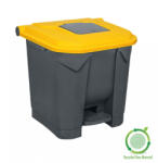 PLANET Szelektív hulladékgyűjtő konténer, műanyag, pedálos, antracit/sárga, 30L - shopbazis