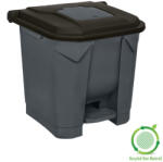 PLANET Szelektív hulladékgyűjtő konténer, műanyag, pedálos, antracit/fekete, 30L - shopbazis