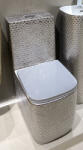  Set vas WC cu capac slim, montare pe podea, Rimless, evacuare laterala, finisaj argintiu , 64 A 36 A 80 cm - T2214CR6S (C1434)
