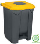 PLANET Szelektív hulladékgyűjtő konténer, műanyag, pedálos, antracit, sárga, 50L - shopbazis