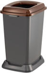 PLANET Szelektív hulladékgyűjtő konténer, műanyag, nyitott fedeles, barna, 50L - shopbazis