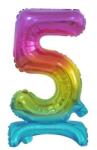  Színes Rainbow mini 5-ös szám fólia lufi talppal 38 cm (MLG134728)