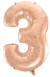  Rose Gold 3-as szám fólia lufi 92 cm (MLG106282) - sandori