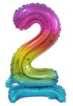 Színes Rainbow mini 2-es szám fólia lufi talppal 38 cm (MLG134667)