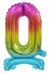  Színes Rainbow mini 0-ás szám fólia lufi talppal 38 cm (MLG134629) - sandori