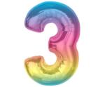  Színes 3-as Rainbow szám fólia lufi 92 cm (MLG195385) - sandori