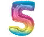  Színes 5-ös Rainbow szám fólia lufi 92 cm (MLG195408) - sandori