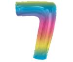  Színes 7-es Rainbow szám fólia lufi 92 cm (MLG195422)