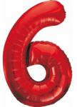  Piros 6-os Red szám fólia lufi 85 cm (MLG120646)