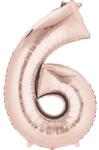  Színes Rose Gold óriás szám fólia lufi 6-os 86x55 cm (DPA3621701) - sandori