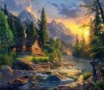 NORIMPEX - Puzzle Pictura cu diamant: Cabana de vad 30x40 cm - 1 - 39 piese