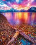 NORIMPEX - Puzzle Pictura cu diamant: Apus de soare la munte 30x40 cm - 1 - 39 piese