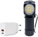 PNI Pachet Lanterna frontala PNI Adventure F75 cu LED 6W, 600 lm, din aluminiu, cu acumulator si alimentator PNI CHG300 cu port USB (PNI-CHG3F75)
