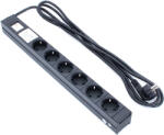 Thunder Germany EX-HE1 19″ DI-STRIP hálózati elosztó (6db aljzat, fekete)