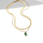 KÁRPÁTHY ékszer Kétsoros kristály nyaklánc - smaragdzöld, aranyozott