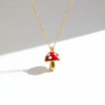 KÁRPÁTHY ékszer DIY Gomba nyaklánc - piros, aranyozott