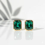 KÁRPÁTHY ékszer Birthstone fülbevaló - smaragdzöld, aranyozott