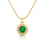 KÁRPÁTHY ékszer QUEEN kerek nyaklánc - zöld aranyozott