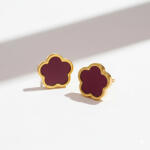 KÁRPÁTHY ékszer Clover fülbevaló - piros, aranyozott