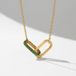 KÁRPÁTHY ékszer Loop aranyozott nyaklánc, zöld