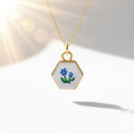 KÁRPÁTHY ékszer DIY Virág olajfestmény nyaklánc, aranyozott