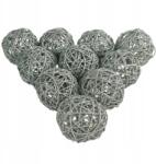 Trend-Deco Ezüst rattan gömbök, csillámokkal, 10cm, 10 db, esküvői dekoráció (xd93025-4 SILVER)